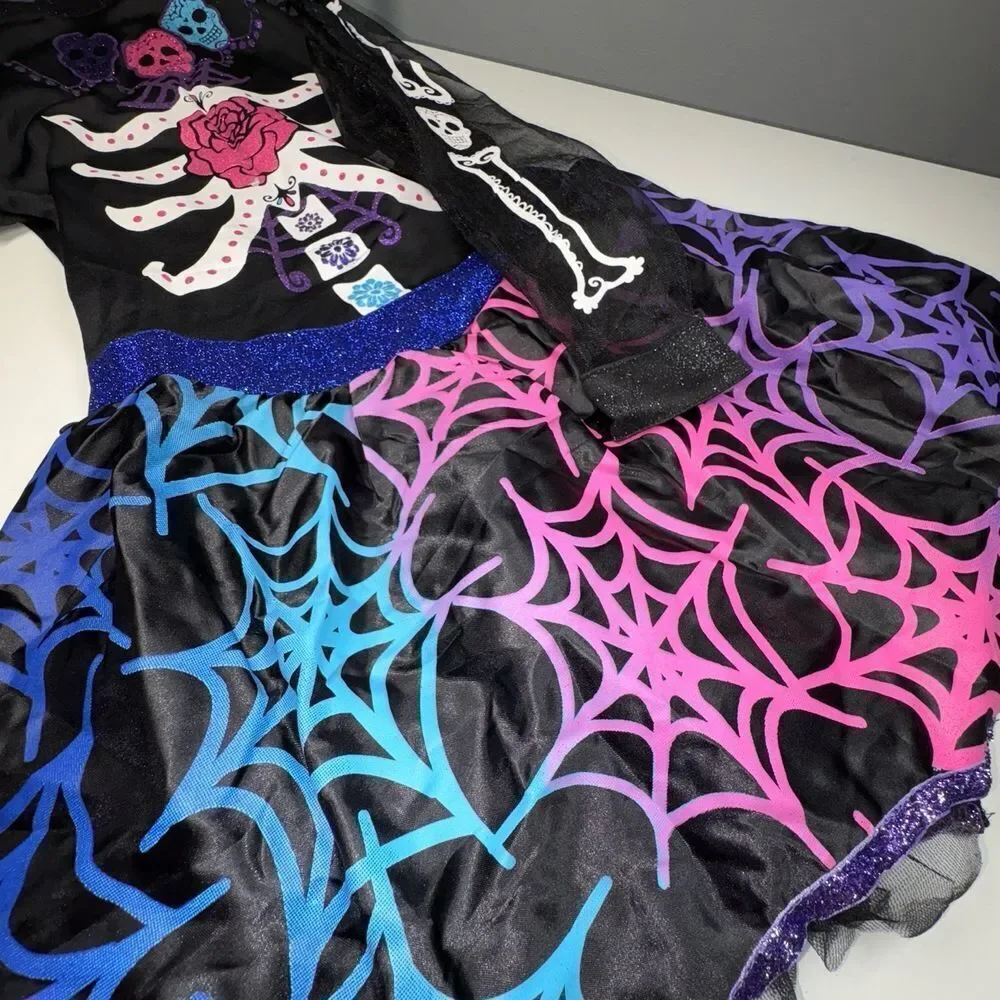 NWOT Girls XL Day Dead Costume Skeleton Dress